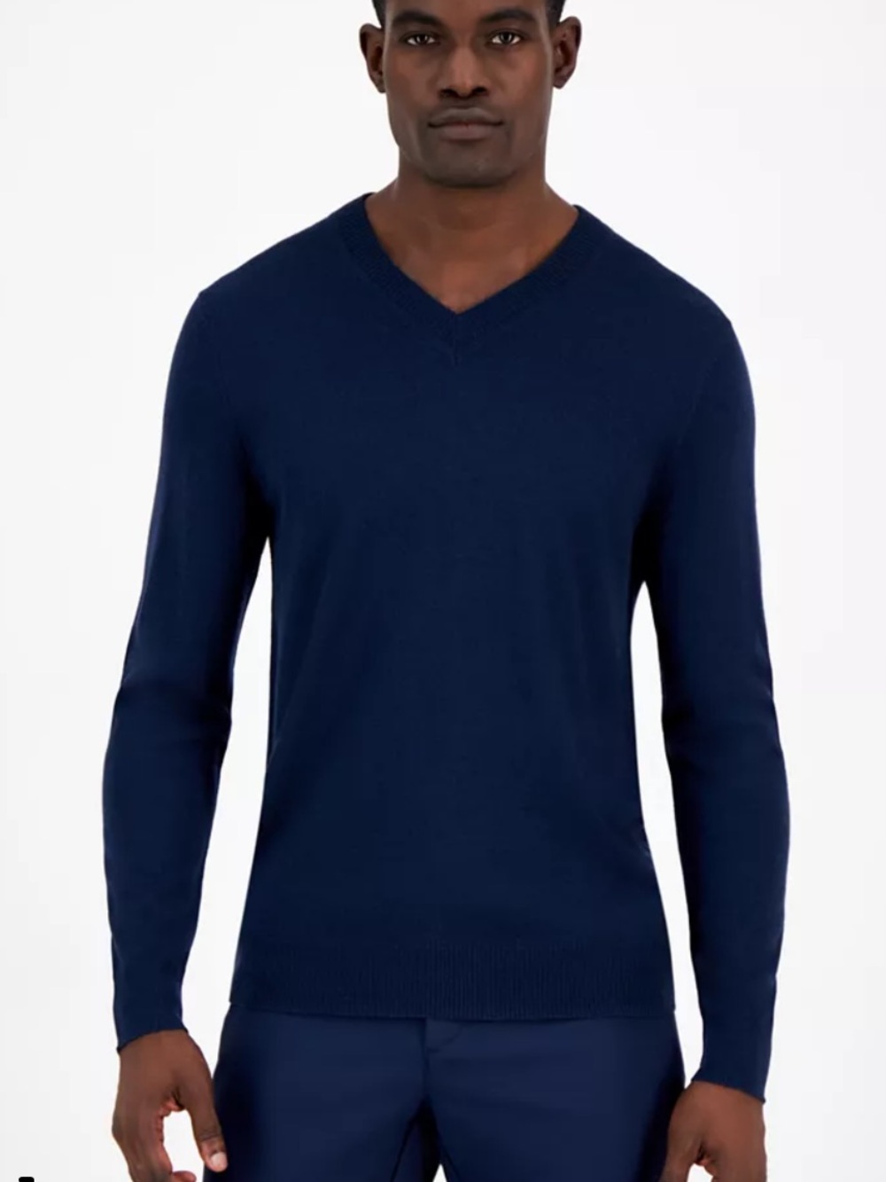 Alfani Men's Navy V-Neck Merino Wool Sweater